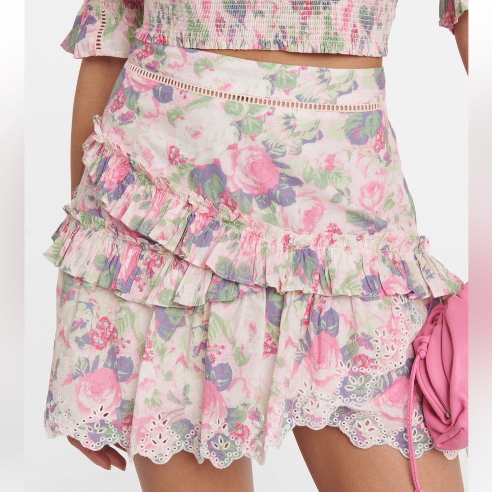 LoveShackFancy Pernille floral cotton mini skirt
